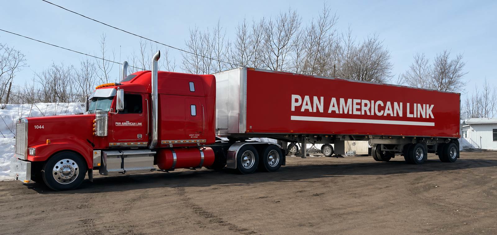 Pan American Link team service - American semi truck on highway